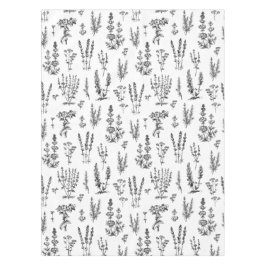 Elegant zwart wit kruiden tuin patroon tafelkleed