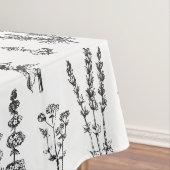 Elegant zwart wit kruiden tuin patroon tafelkleed (Voorbeeld)