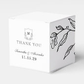 Elegant zwart & wit kuifje bedankdoosjes (Voorkant Zijde)