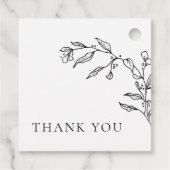 Elegant zwart & wit kuifje bedankjes labels (Achterkant)