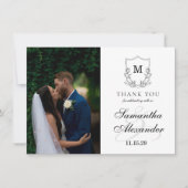 Elegant zwart & wit kuifje bedankkaart (Voorkant)