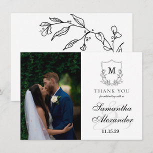 Elegant zwart & wit kuifje bedankkaart