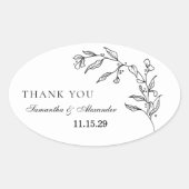 Elegant zwart & wit kuifje ovale sticker (Voorkant)