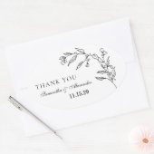 Elegant zwart & wit kuifje ovale sticker (Envelop)