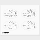 Elegant zwart & wit kuifje ovale sticker (Vel)