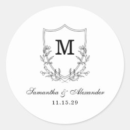 Elegant zwart & wit kuifje ronde sticker