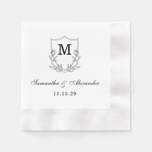 Elegant zwart & wit kuifje servet (Voorkant)