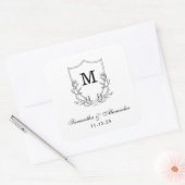 Elegant zwart & wit kuifje vierkante sticker (Envelop)