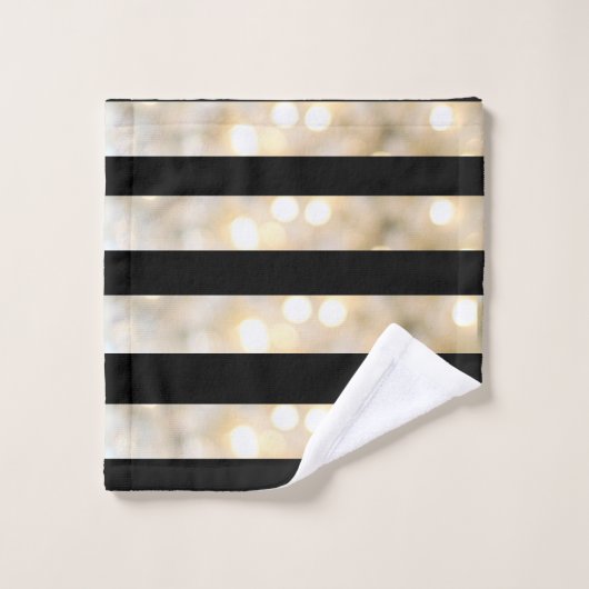Elegant zwart-wit lampjes stripes moderne afbeeldi bad handdoek (Wasdoekje)