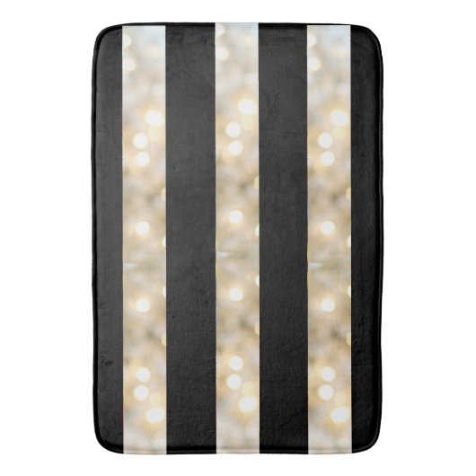 Elegant zwart-wit lampjes stripes moderne afbeeldi badmat (Voorkant Verticaal)