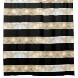 Elegant zwart-wit lampjes stripes moderne afbeeldi douchegordijn