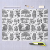 Elegant  zwart wit land Frans toilet Tissuepapier (Craft)