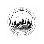 Elegant zwart-wit landschapsretouradres rubberstempel (Afrduk)