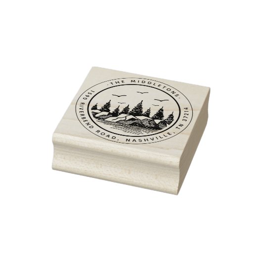 Elegant zwart-wit landschapsretouradres rubberstempel (Stempel)