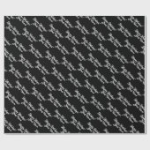 Elegant zwart-wit lavisch script kerst cadeaupapier (Vlak)