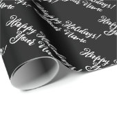 Elegant zwart-wit lavisch script kerst cadeaupapier (Rol Hoek)