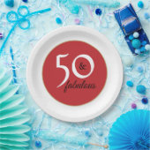 Elegant Zwart Wit Letters 50ste Verjaardagsfeest Papieren Bordje (Feest)