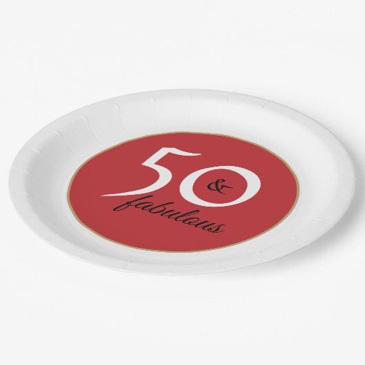 Elegant Zwart Wit Letters 50ste Verjaardagsfeest Papieren Bordje (Gekanteld)