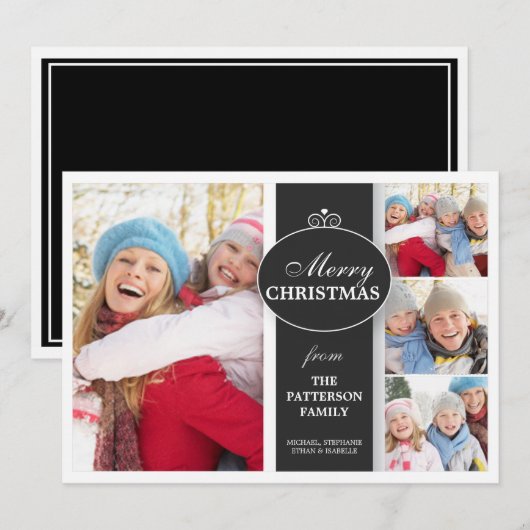 Elegant Zwart & Wit Lint 4 de Vlakke Kaart van de (Voorkant / Achterkant)