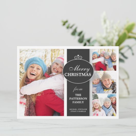 Elegant Zwart & Wit Lint 4 de Vlakke Kaart van de (Staand voorkant)