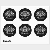 Elegant Zwart & Wit Lotus Yoga Namaste Ronde Sticker (Vel)