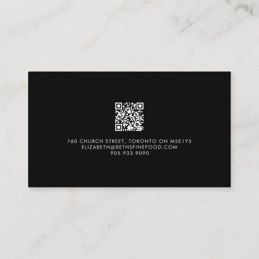 Elegant zwart-wit luxe Minimale QR-CODE Busin Visitekaartje (Achterkant)