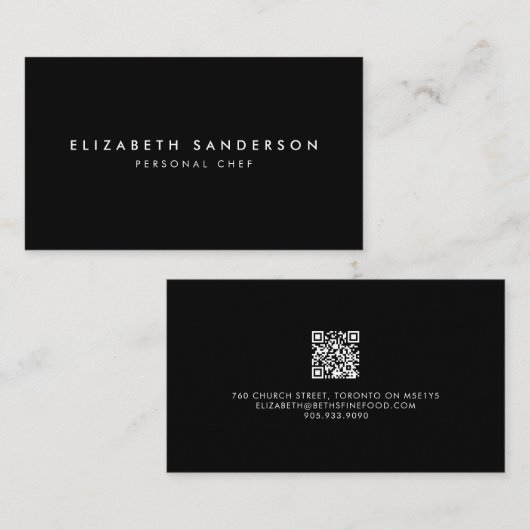 Elegant zwart-wit luxe Minimale QR-CODE Busin Visitekaartje (Voorkant / Achterkant)