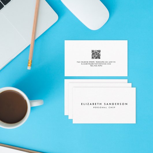 Elegant zwart-wit luxe minimale QR-CODE Visitekaartje