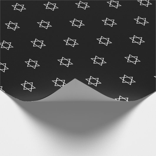 Elegant zwart wit Magen David patroon Chanoeka Cadeaupapier (Hoek)