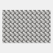 Elegant zwart wit Magnolia bloem betegeld Inpakpapier Vel (Voorkant 3)