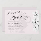 Elegant Zwart Wit Magnolia Tijd voor Theebruids Kaart (Voorkant / Achterkant)