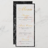 Elegant zwart wit marmer faux goud folie script menu (Voorkant / Achterkant)