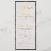 Elegant zwart wit marmer faux goud folie script menu (Voorkant)