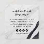 Elegant zwart-wit marmer haar, Jouw naam Vierkante Visitekaartje (Achterkant)