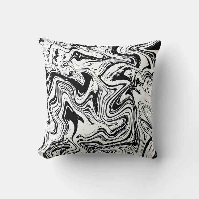 Elegant zwart wit marmer kussen (Voorkant)