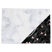 elegant zwart wit marmer roos goud geometrisch large cadeautasje (Achterkant)