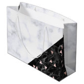 elegant zwart wit marmer roos goud geometrisch large cadeautasje (Achterkant Gekanteld)