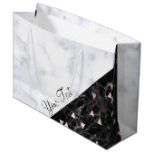 elegant zwart wit marmer roos goud geometrisch large cadeautasje (Voorkant Gekanteld)