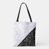 elegant zwart wit marmer roos goud geometrisch tote bag (Achterkant)