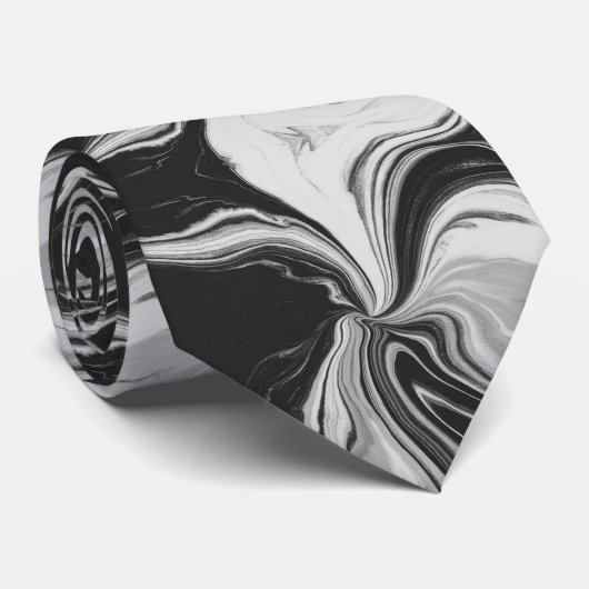 Elegant zwart-wit marmer stropdas (Opgerold)