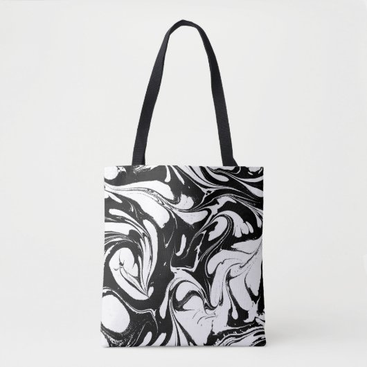Elegant zwart-wit marmer tote bag (Voorkant)