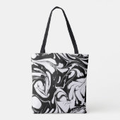 Elegant zwart-wit marmer tote bag (Achterkant)