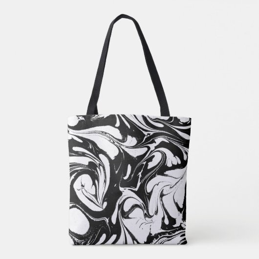 Elegant zwart-wit marmer tote bag (Achterkant)