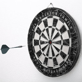 Elegant zwart-wit marmeren aangepaste naam bericht dartbord