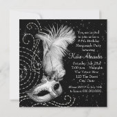 Elegant zwart-wit Maskeradefeest Kaart (Achterkant)