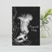 Elegant zwart wit Masquerade Party Kaart (Staand voorkant)