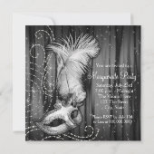 Elegant zwart wit Masquerade Party Kaart (Achterkant)