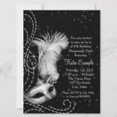 Elegant zwart wit Masquerade Party Kaart (Achterkant)