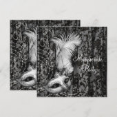 Elegant zwart wit Masquerade Party Kaart (Voorkant / Achterkant)