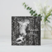 Elegant zwart wit Masquerade Party Kaart (Staand voorkant)